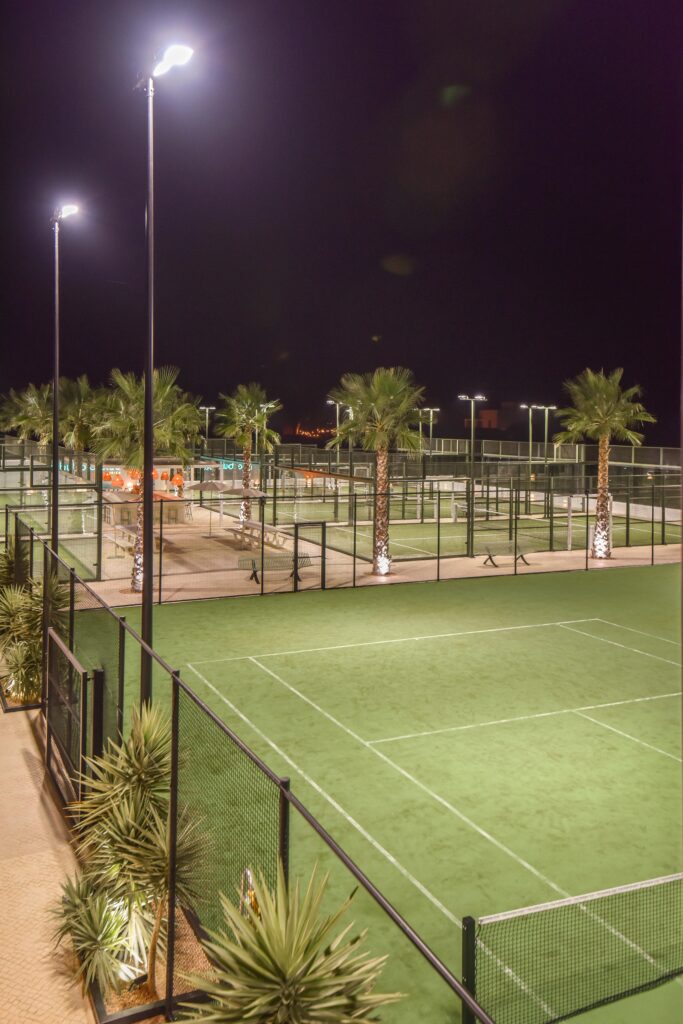 Nighttime padel play in San Antonio Ibiza